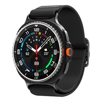 Samsung Watch 8 eSIM 44mm SPIGEN LITE FIT pótszíj egyedi méret, textil, FEKETE
