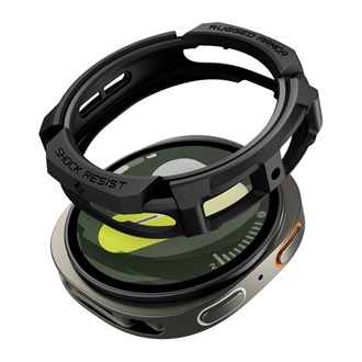 Samsung Watch 8 eSIM 44mm SPIGEN RUGGED ARMOR műanyag óra keret ütésállóság FEKETE