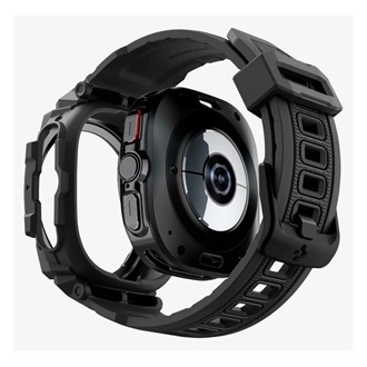 Samsung Watch Ultra eSIM 47mm SPIGEN RUGGED ARMOR PRO pótszíj egyedi méret, ütésállóság + szilikon keret, FEKETE