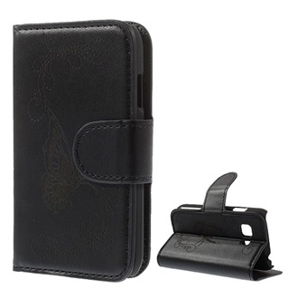 Samsung Young 2 Gigapack tok álló, bőr hatású FLIP, pillangó, FEKETE