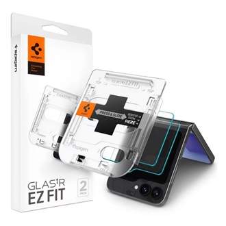 Samsung Z Flip6 5G SPIGEN EZ FIT képernyővédő üveg 2db 2.5D, 9H + segédkeret, ÁTLÁTSZÓ