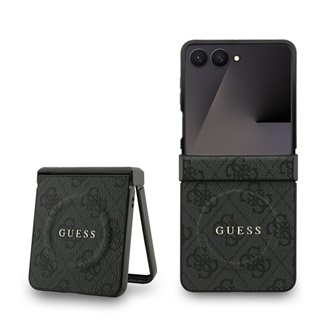 Samsung Z Flip7 GUESS 4G RING CLASSIC LOGO szilikon telefonvédő ütésállóság, MagSafe, FEKETE