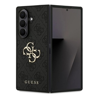 Samsung Z Fold7 GUESS 4G BIG LOGO szilikon telefonvédő ütésállóság, bőr hatású hátlap, FEKETE