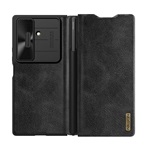 Samsung Z Fold7 NILLKIN QIN PRO tok álló, bőr hatású FLIP, érintő ceruza, FEKETE