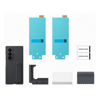 Samsung Z Fold7 SAMSUNG szilikon telefonvédő matt, kitámasztó + képernyővédő fólia, FEKETE