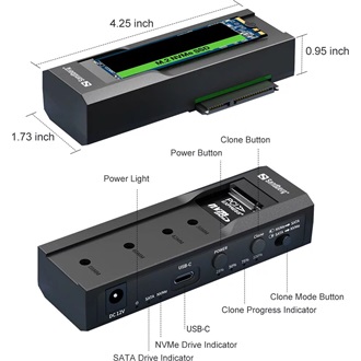 Sandberg 136-49 Cloner M.2/2.5"/3.5" PCIe NVMe / SATA3 USB-C dokkoló fekete