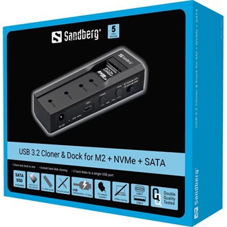 Sandberg 136-49 Cloner M.2/2.5"/3.5" PCIe NVMe / SATA3 USB-C dokkoló fekete