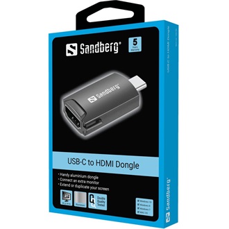 Sandberg 136-34 USB-C -> HDMI 1.4 M/F adapter szürke DP Alt Mode