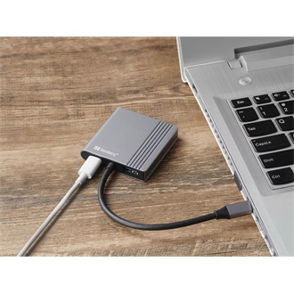 Sandberg 136-44 4-port 100W USB-C dokkoló szürke