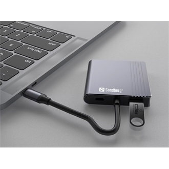 Sandberg 136-44 4-port 100W USB-C dokkoló szürke