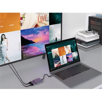 Sandberg 136-44 4-port 100W USB-C dokkoló szürke