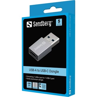 Sandberg 136-46 USB-A 3.2 Gen1 -> USB-C 3.2 Gen1 M/F adapter szürke