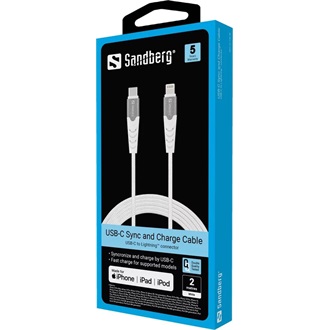 Sandberg 136-48 Sync&Charge Lightning - USB-C M/M adatkábel 2m fehér