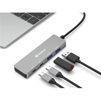 Sandberg 136-50 4-portos USB-C hub szürke (ASW3410)