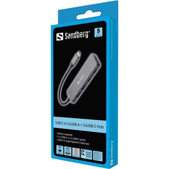 Sandberg 136-50 4-portos USB-C hub szürke (ASW3410)