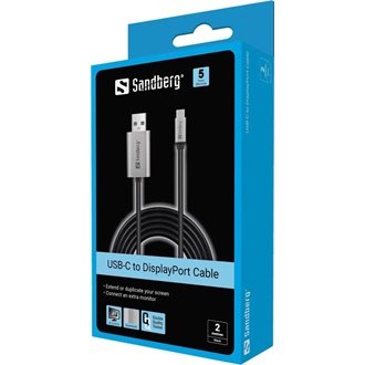 Sandberg 136-51 USB-C -> DisplayPort 1.2 M/M video kábel 2m