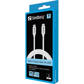Sandberg 136-52 USB-C - USB-C M/M töltőkábel 1m