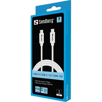Sandberg 136-53 USB-C 3.1 Gen2 - USB-C 3.1 Gen2 M/M adatkábel 1m
