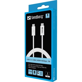 Sandberg 136-56 USB-C -> USB4 M/M adatkábel 1m