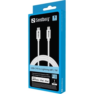 Sandberg 136-58 MFI Lightning - USB-C M/M adatkábel 1m