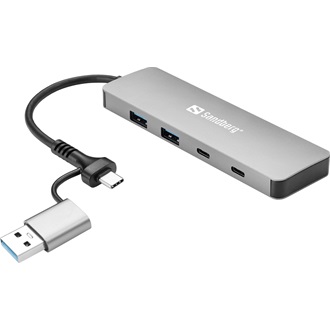 Sandberg 136-64 4-portos USB-C/A hub ezüst