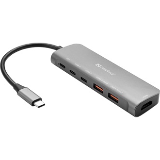 Sandberg 136-65 6-port 100W USB-C dokkoló ezüst