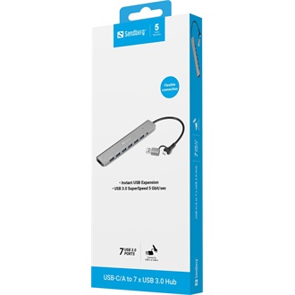 Sandberg 136-66 7-portos USB-C/A hub szürke