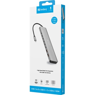 Sandberg 136-80 USB-C hub szürke