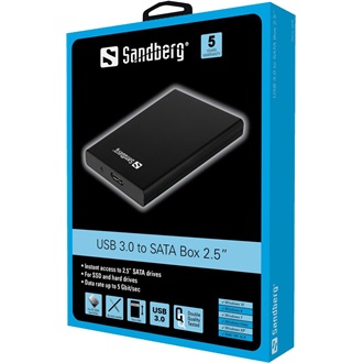 Sandberg 2.5" SATA3 USB3.0 külső ház fekete