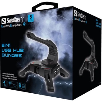 Sandberg 2-in-1 USB Hub Bungee 4-portos USB2.0 hub / egérkábel-rendező fekete
