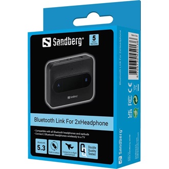 Sandberg 2xHeadphone Link BT5.3 3,5mm jack Bluetooth hálózati adapter