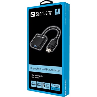 Sandberg 508-43 DisplayPort 1.2 -> VGA M/F adapter 0.2m fekete