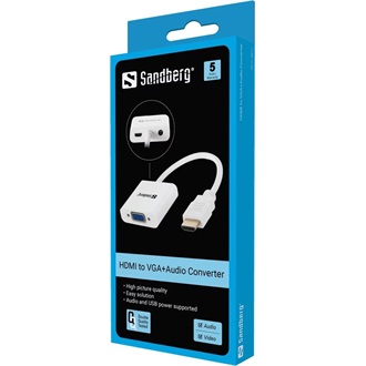 Sandberg 508-77 1db HDMI 1.3 -> 1db VGA 1db Jack stereo 3,5mm M/F adapter