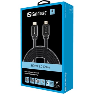 Sandberg 508-98 HDMI 2.0 -> HDMI 2.0 M/M video kábel 2m fekete