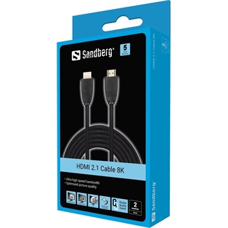 Sandberg HDMI 2.1 -> HDMI 2.1 M/M video kábel 2m fekete