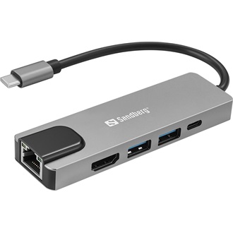 Sandberg 5-in-1 Travel Dock Saver 5-port 100W USB-C dokkoló szürke