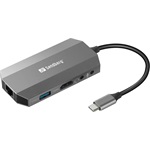 Sandberg 6-in-1 Travel Dock 6-port USB-C dokkoló szürke