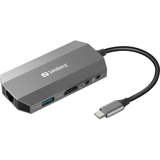Sandberg 6-in-1 Travel Dock 6-port USB-C dokkoló szürke