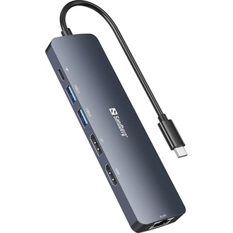Sandberg 8K Display Dock USB-C dokkoló szürke