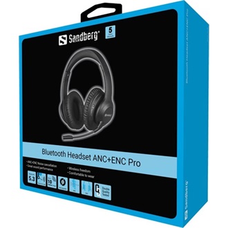 Sandberg ANC+ENC Pro fejhallgató headset fekete
