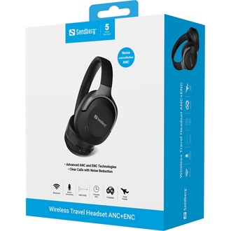 Sandberg ANC+ENC True Wireless fejhallgató headset fekete