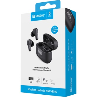 Sandberg ANC+ENC True Wireless fülhallgató headset fekete