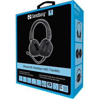 Sandberg ANC FlexMic fejhallgató headset fekete