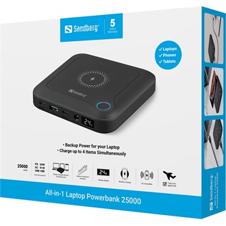 Sandberg All-in1 25000 25000mAh Li-ion powerbank fekete