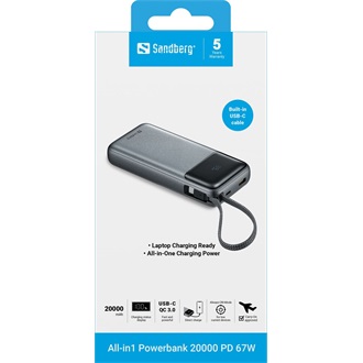 Sandberg All-in-1 20000mAh LiPo powerbank szürke