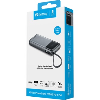 Sandberg All-in-1 20000mAh LiPo powerbank szürke