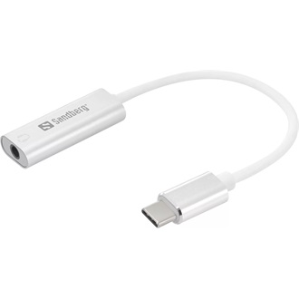 Sandberg USB-C -> Jack stereo 3,5mm (4pin) M/F adapter 0.15m fehér
