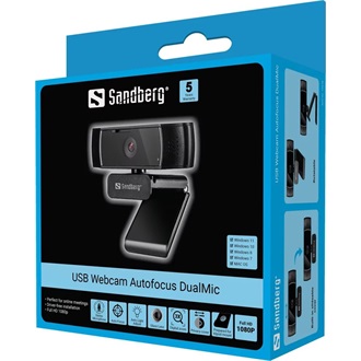 Sandberg Autofocus DualMic webkamera fekete