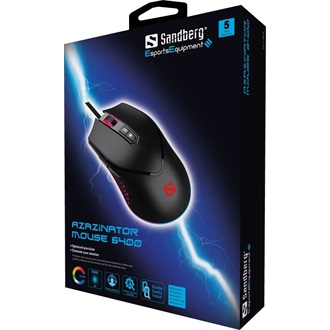 Sandberg Azazinator Mouse 6400 optikai USB gaming egér fekete