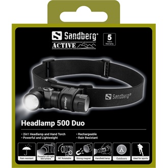 Sandberg Headlamp 500 Duo IP44 500lm vízálló fehér LED fejlámpa